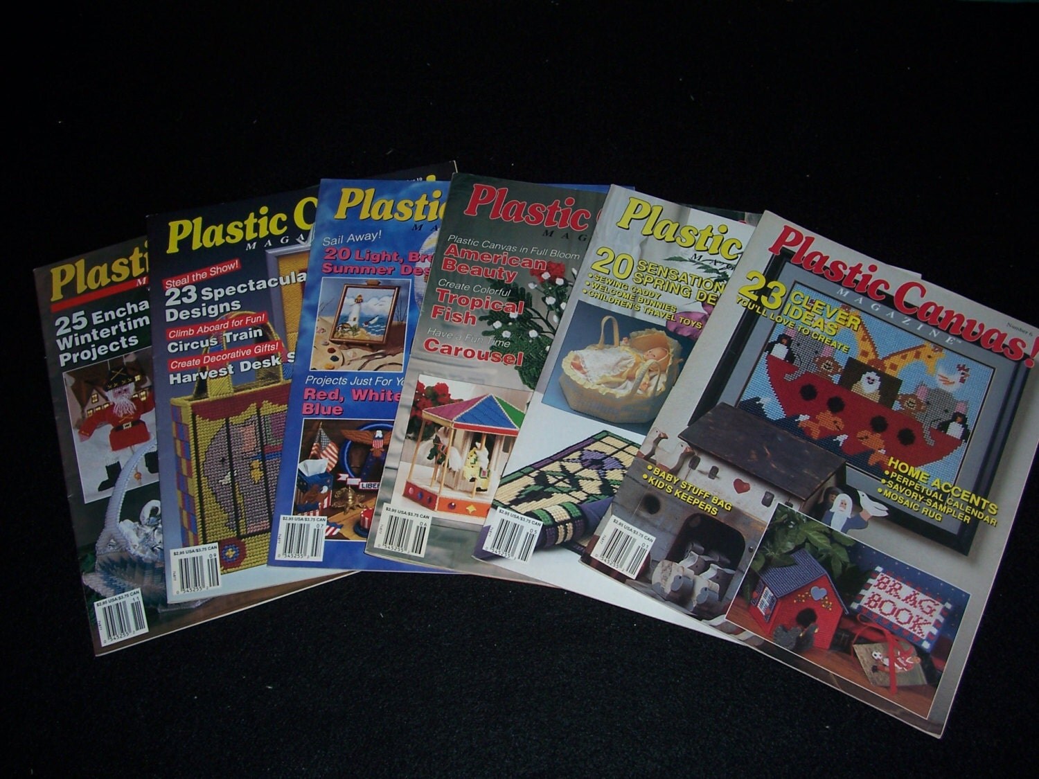 Vintage Plastic Canvas Magazines..Set of 6....Out of Print