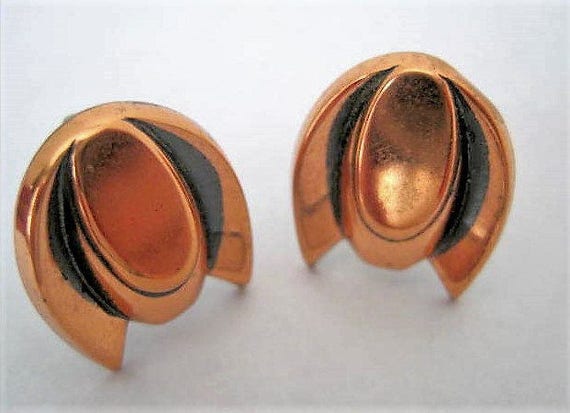 Copper Earrings - Mid Century Modern - 50's Screw Back Earrings