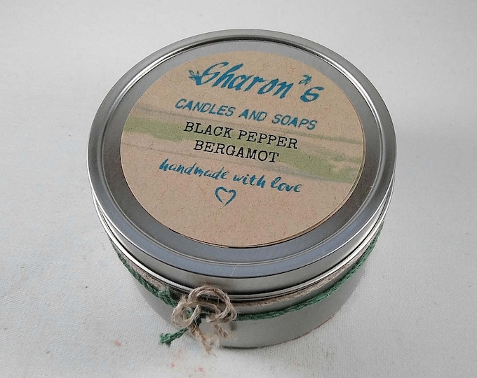Black Pepper Bergamot Candle in a Tin