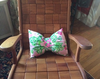 SALE!!! Bow-shaped pillow made with Lilly Pulitzer fabric