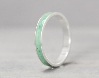 Turquoise Ring, Sterling Silver Ring, Thin Silver Ring, Inlay Ring, Turquoise Jewelry, Silver Band, Metaphysical Ring, Meditation Jewelry