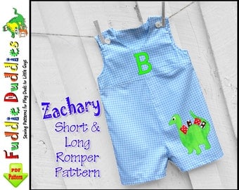 Zachary Long & Short Baby Boys Romper Pattern pdf, Jon Jon Pattern, Longall Pattern, pdf sewing pattern. Baby Boys Sewing Pattern, Baby Pant