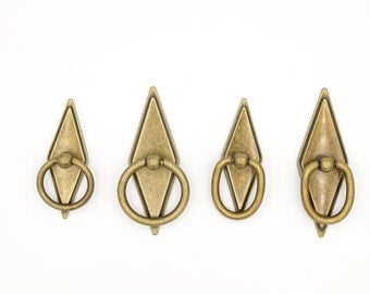 Antique BRASS DRAWER PULLS: Drawer Handles, Rhombus, Cabinet Door Hardware,