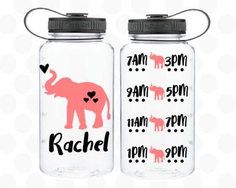 Elephant water bottle - water intake bottle - elephant bottle - Water bottle 34oz. - Elephant gifts - cute elephant - elephant cup