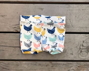 Chicken shorts, baby shorts, baby clothes, farm party, farm birthday, summer clothes, summer kids clothes, summer baby clothes, shorties,