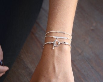 Dainty sterling silver bracelets, Stacking silver bracelets, Silver Bar Bracelet, Dainty silver bar bracelet,Simple everyday silver bracelet