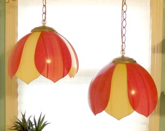 1970s Tulip Swag Lamps/Retro Lighting/Home Decor *Price Includes Domestic Shipping