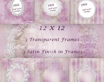 Purple Digital Paper, Purple Lace Frames, Purple and Lace Printable Paper, Lace and Purple Pattern, Purple and White P 175