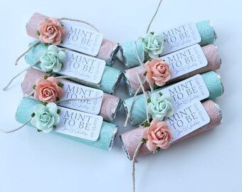 Mint wedding, mint to be favors with personalized tag, wedding mints, mint wedding, mint wedding favors, edible favors, candy favors