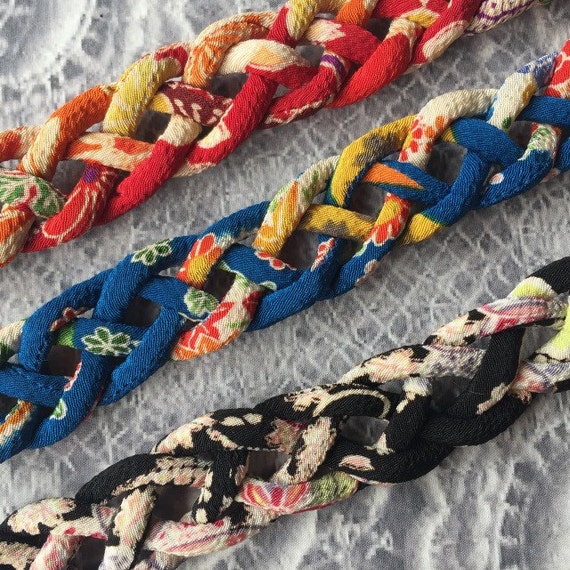 Japanese Chirimen cord knot bracelet / fabric cord jewelry