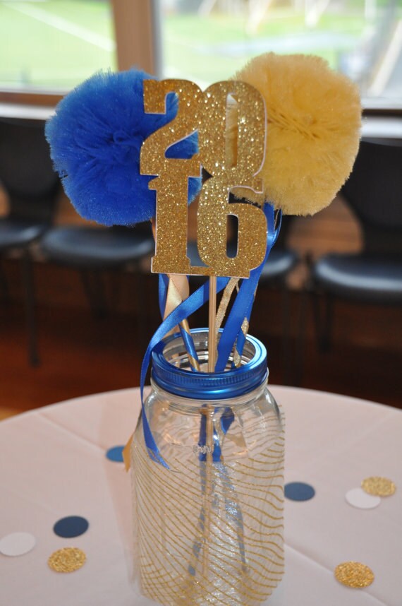 shop baby decoration shower High and Graduation or Any Centerpiece Blue School Gold