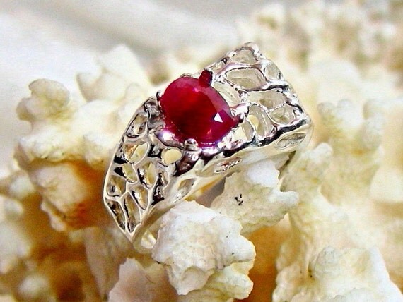 8x6 Genuine Ruby Ring Mens Ruby Ring 925 Sterling Silver