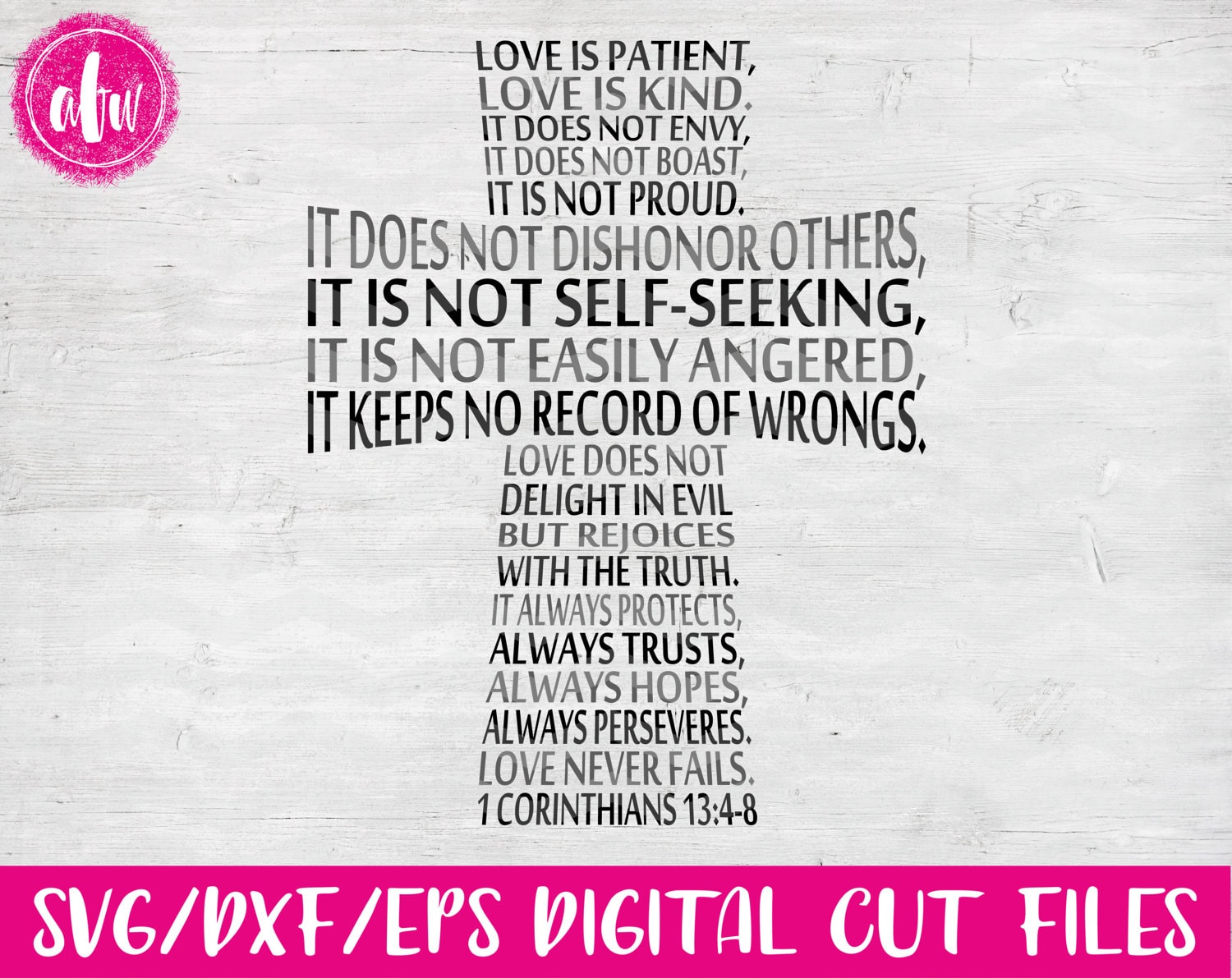 Download Love is Patient Cross SVG DXFEPS 1 Corinthians 13 Cut