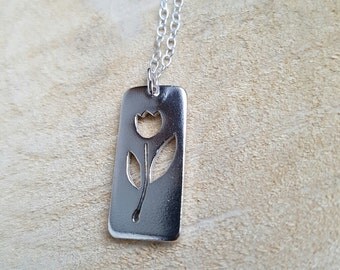 Tulip necklace Flower necklace Tulip pendant Tulip jewelry Tulip flower Tulip Spring necklace Spring tulips Silver necklace