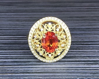 14K white gold Orange Sapphire ring by MasterJeweler on Etsy
