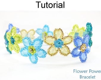 Beading Tutorial Pattern - Beaded Flower Bracelet - Beadweaving - Simple Bead Patterns - Flower Power Bracelet #24685