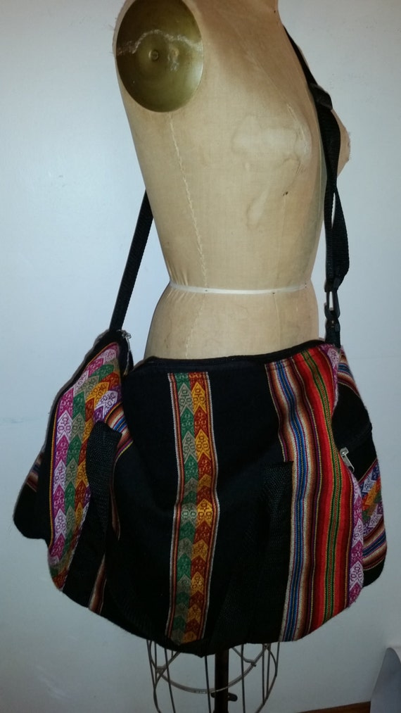 Vintage Travel Bag Hippie Woven Textile Overnight Bag Boho