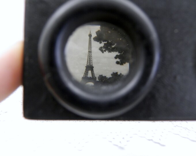 Antique French Boxed Stereoscope 3D Gadget with 6 Boxes of 12 Films of Paris, Lourdes, Pyrénées, Versailles Castle, Rocamadour, St Theresa