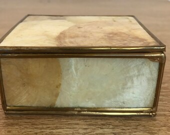 Vintage Tortoise Shell Brass Framed Trinket Box
