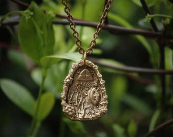 Bronze Fairy Door Pendant Necklace ~ Spring Equinox ~ Magical ~ Fairy Jewelry ~ Fantasy Jewelry ~ Bronze Sculpture Necklace