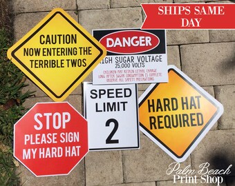 Terrible Twos Construction Birthday Party Signs - 5 Printed Construction Party Signs - Two Year Old Birthday Party Decorations - Photo Props