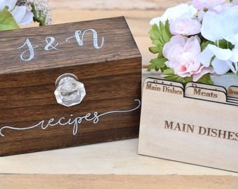 Recipe Box - Personalized Recipe Box - Housewarming Gift - Wedding Shower Decor - Wood Recipe Box - Mothers Day Gift - Christmas Gift