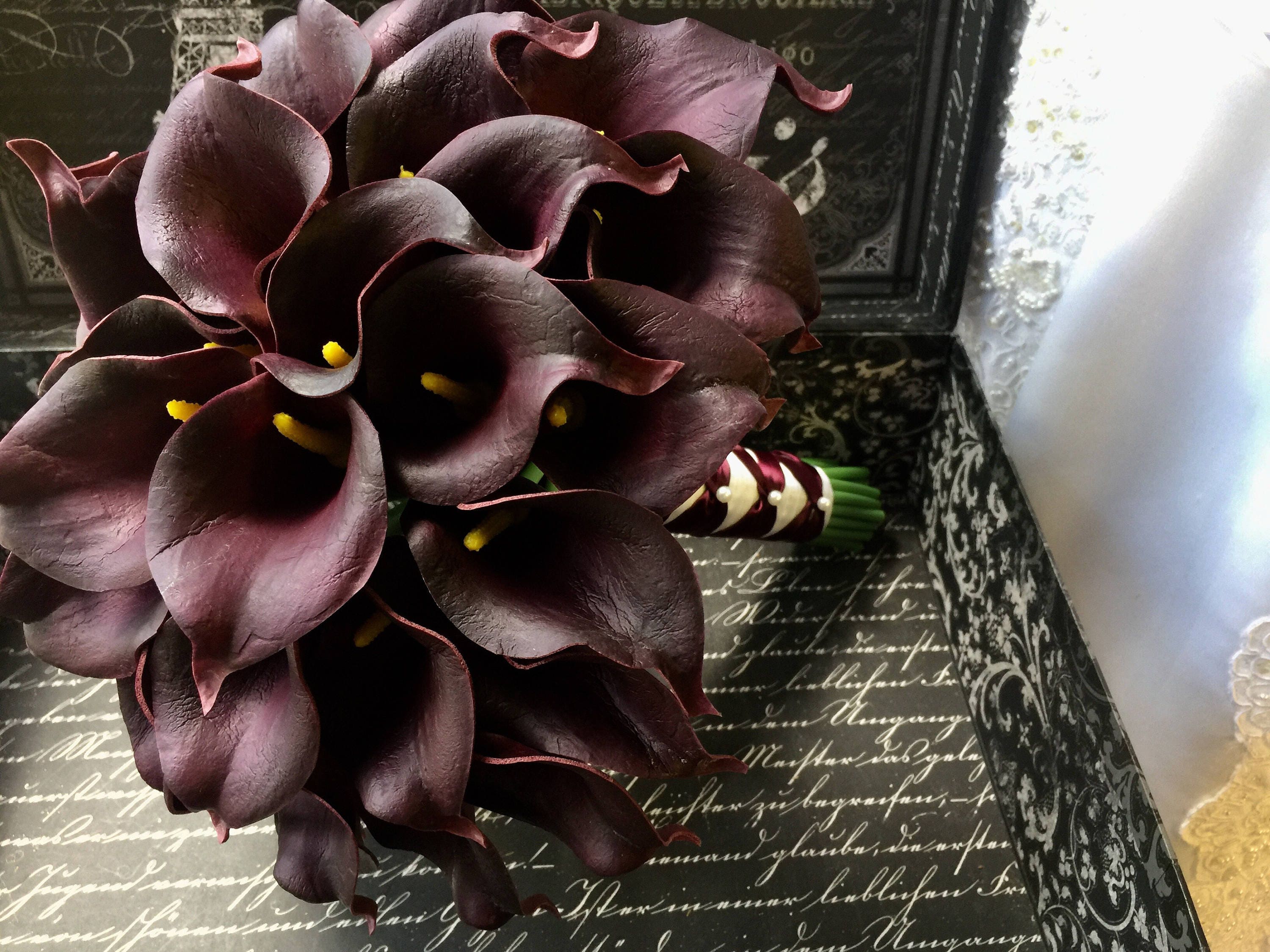 Sale Eggplant Calla Lily Bridal Bouquet Purple Bouquet