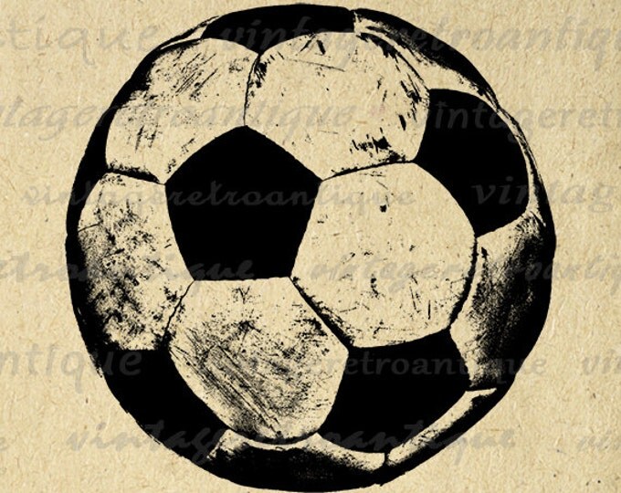Digital Image Soccer Ball Graphic Sports Printable Soccer Ball Illustration Vintage Download Antique Clip Art Jpg Png Eps HQ 300dpi No.2051