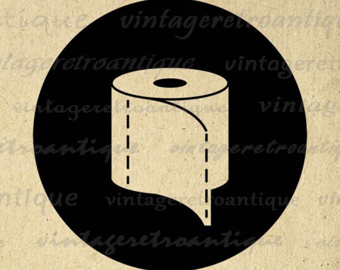 Toilet Paper Image Graphic Digital Toilet Paper Roll Printable Bathroom Icon Download Vintage Clip Art Jpg Png Eps HQ 300dpi No.4408