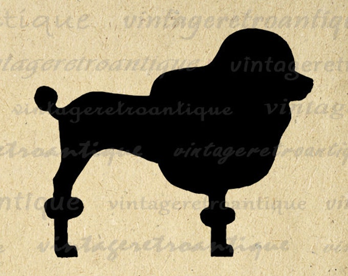 Poodle Dog Silhouette Graphic Image Printable Digital Illustration Download Antique Clip Art Jpg Png Eps HQ 300dpi No.2131