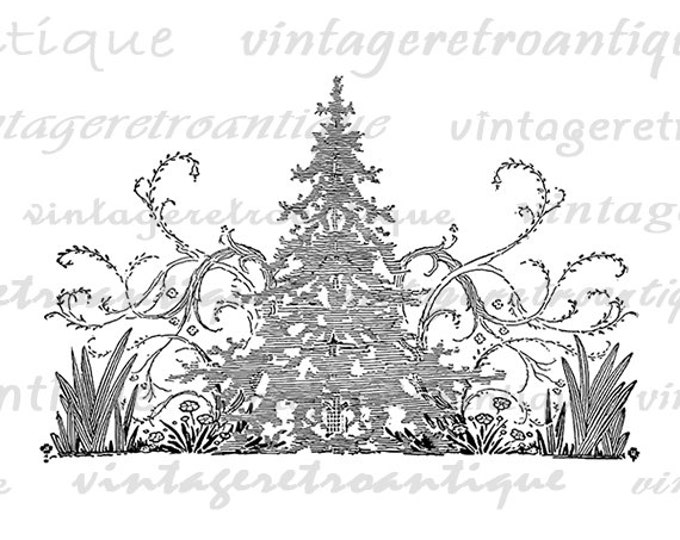 Christmas Tree Digital Image Download Printable Graphic Vintage Clip Art Jpg Png Eps HQ No.2400