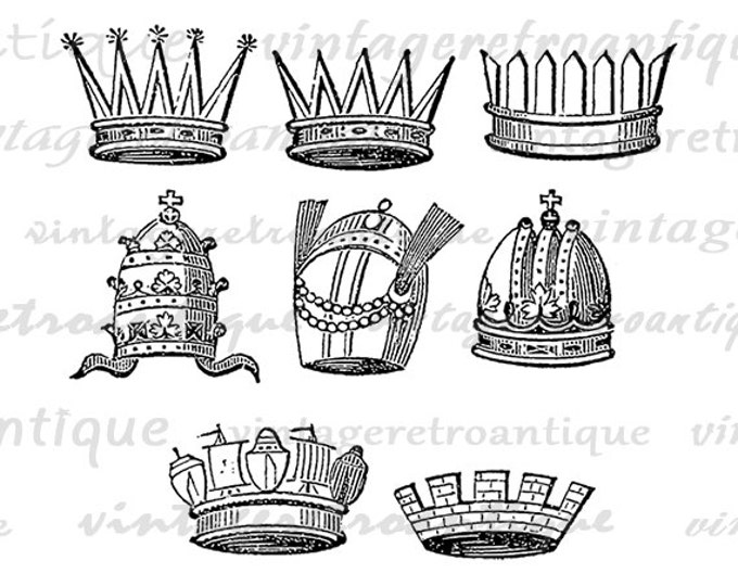 Digital Image Royal Crown Printable Collage Sheet Download Collection Set Graphic Jpg Png Eps HQ 300dpi No.620