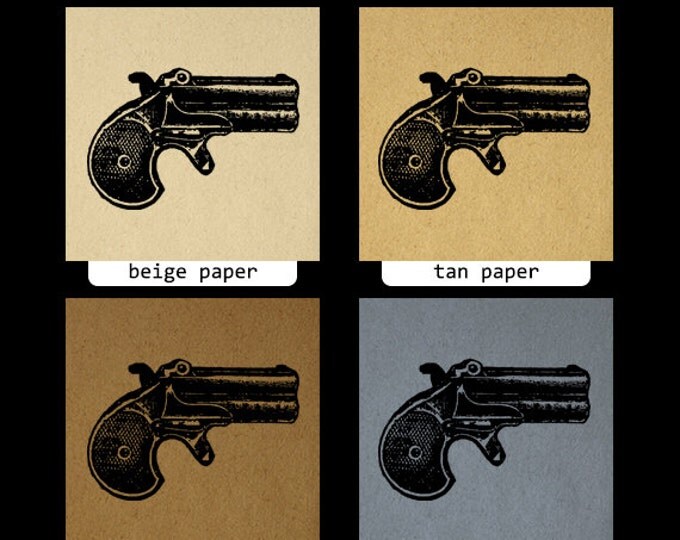 Derringer Printable Image Download Pistol Gun Graphic Illustration Digital Vintage Clip Art Jpg Png Eps HQ 300dpi No.1386