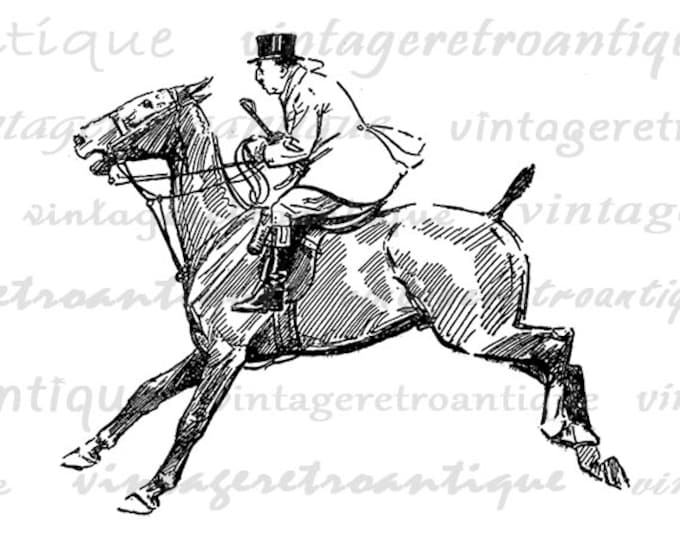 Printable Graphic Antique Horse Rider Download Image Illustration Digital Vintage Clip Art Jpg Png Eps HQ 300dpi No.1969