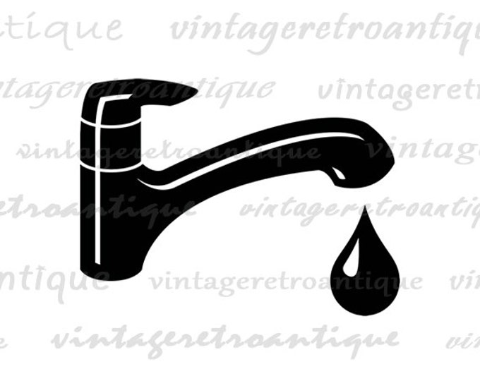 Printable Graphic Faucet Download Sink Faucet Bathroom Icon Image Digital Vintage Clip Art Jpg Png Eps HQ 300dpi No.4359