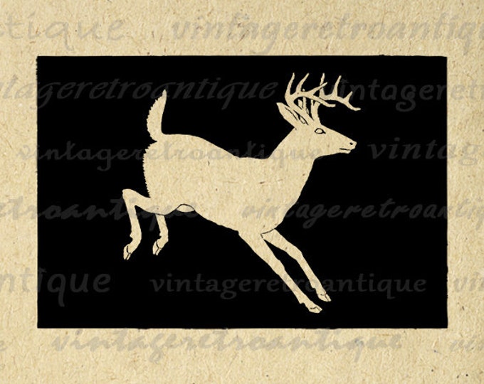 Deer Silhouette Image Graphic Printable Animal Illustration Digital Download Vintage Clip Art Jpg Png Eps HQ 300dpi No.3348