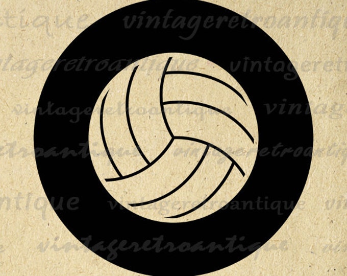 Printable Graphic Volleyball Download Sports Digital Volleyball Image Antique Clip Art Jpg Png Eps HQ 300dpi No.4553