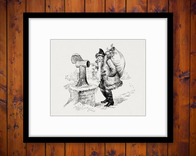 Santa Claus Illustration Digital Image Download Printable Graphic Vintage Clip Art Jpg Png Eps HQ No.2455