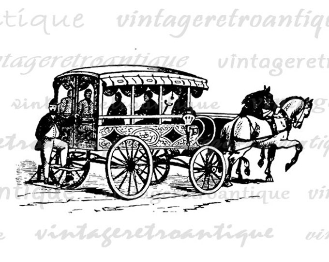 Digital Printable Antique Horse Drawn Carriage Download Image Graphic Vintage Clip Art Jpg Png Eps HQ 300dpi No.2822