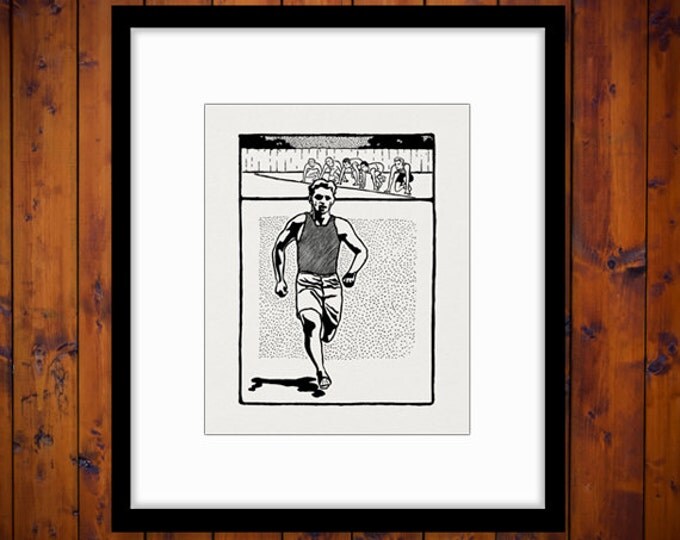 Digital Image Track Artwork Graphic Running Download Runner Printable Vintage Clip Art Jpg Png Eps HQ 300dpi No.4175