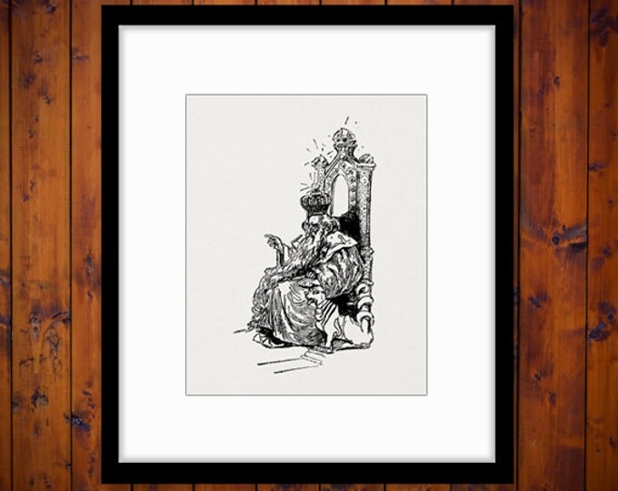 Digital Graphic King on Throne with Dog Download Printable Image Antique Clip Art Jpg Png Eps HQ 300dpi No.1881