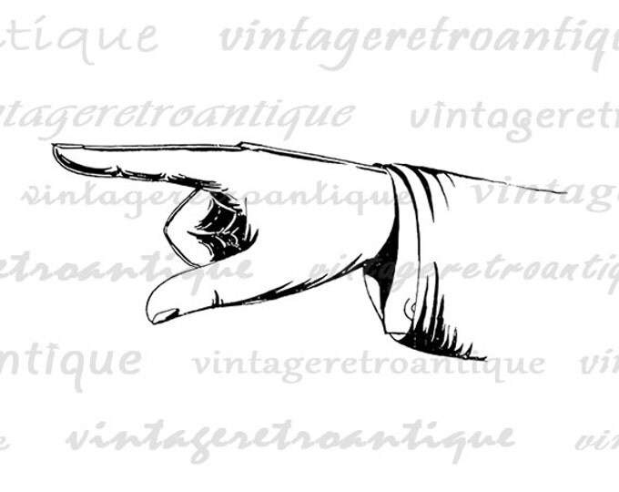 Hand Pointing Finger Digital Printable Download Elegant Ornament Image Pointing Hand Graphic Antique Clip Art Jpg Png HQ 300dpi No.376