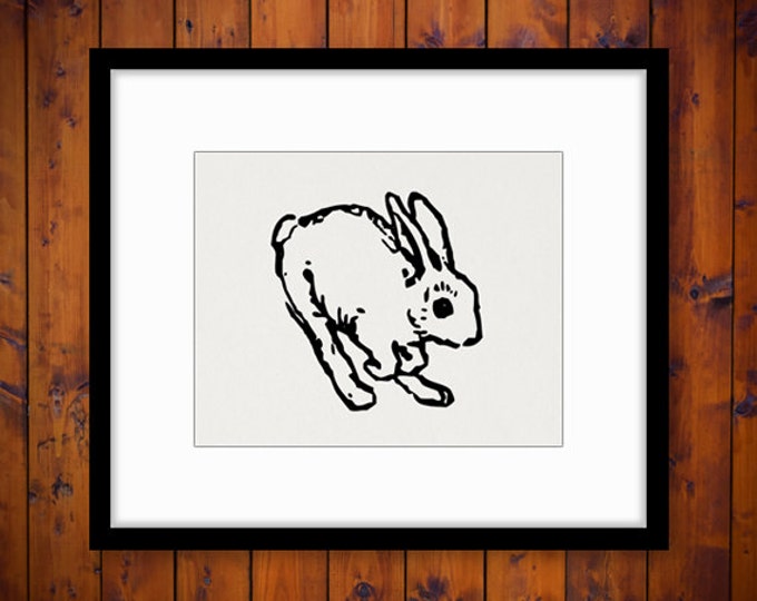 Rabbit Graphic Digital Download Bunny Image Nursery Jumping Rabbit Printable for Transfers Pillows Tea Towels etc HQ 300dpi No.4622