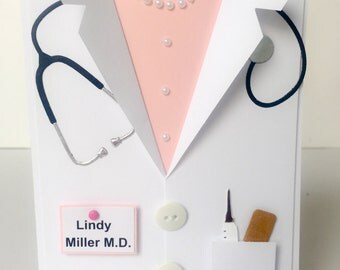 Handmade Medical School Graduation Card, White Coat Ceremony, Doctor Card, Physician Card, Female Doctor, Doctor Thank You, Veterinarian