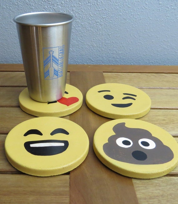 Items similar to Emoji concrete coasters on Etsy