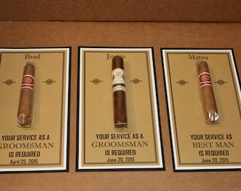 Personalized Groomsman, Best Man, Usher Cigar Card - Will you be my - Your Service As - 2 Background Colors ~Personalized Bridal Party Card
