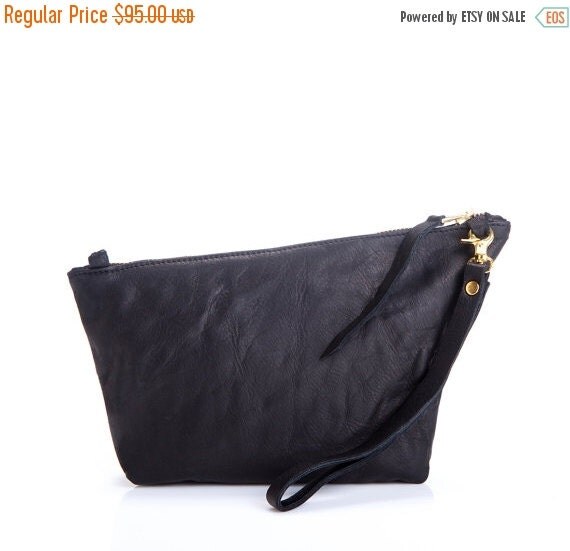 Sale Women Leather Clutch Black by CyanByMiriWeiss on Etsy