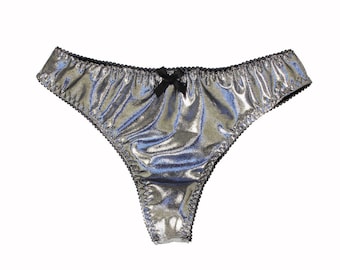 Ready to Ship!! // Silver Metal. Thong or Bikini Cut.