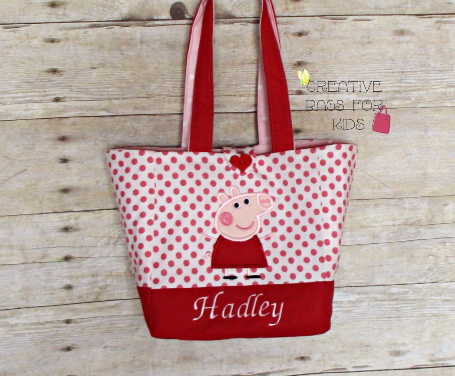 Peppa Pig Tote Bag/ Peppa Pig Lunch Bag/ Personalized Peppa