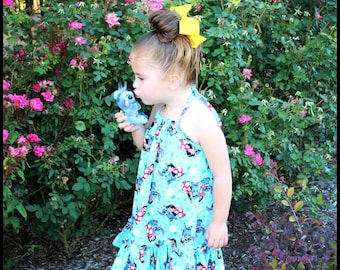 Girls Hawaiian Dress; Luau Dress; Disney Cruise Dress; MuuMuu; Lilo and Stitch Halter Dress; Infants, Toddlers, Girls